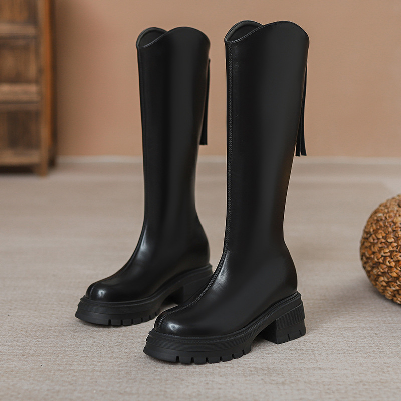 veet Long new autumn winter knight with a increase inside small height not exceeding knee thick heel and high tube boots Lhshoe increse smll nd