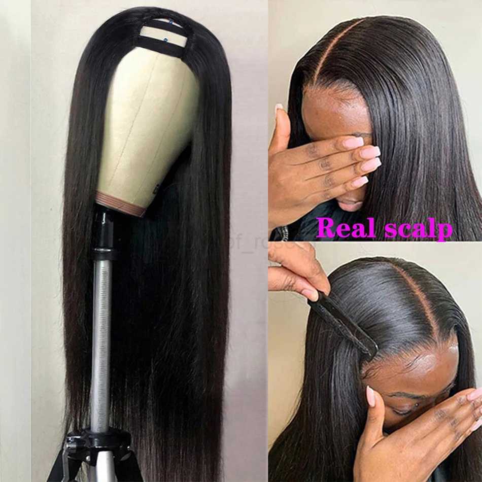 Straight Wigs Cheap U Part Wig Brazilian Wigs For Women Virgin Hair Glueless Middle U Shape Wig 180 Density wholesaleM240712
