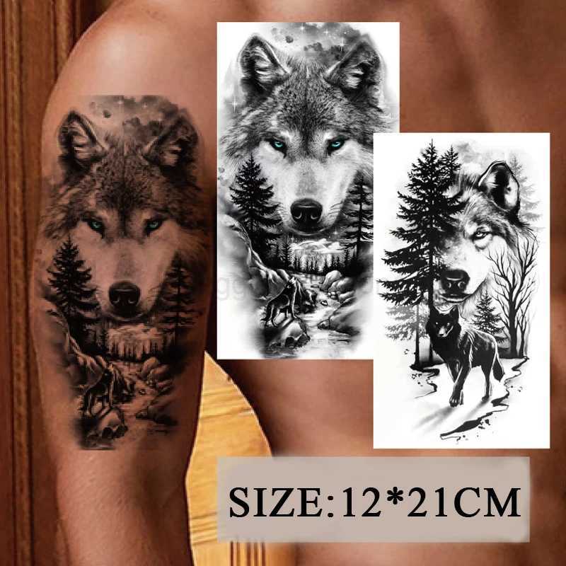 Waterproof Temporary Tattoo Sticker Lion Crown Flash Tatto Wolf Tiger King Rose Flowers Body Art Arm Fake Tatoo Men Women YZL9B240712