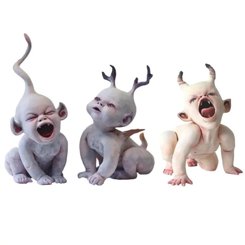 Halloween Horror Baby Statue Figurines Handmade Doll Crafts Resin Ornaments Halloween Scary Doll Ghost Zombie Baby Decor Props 240711