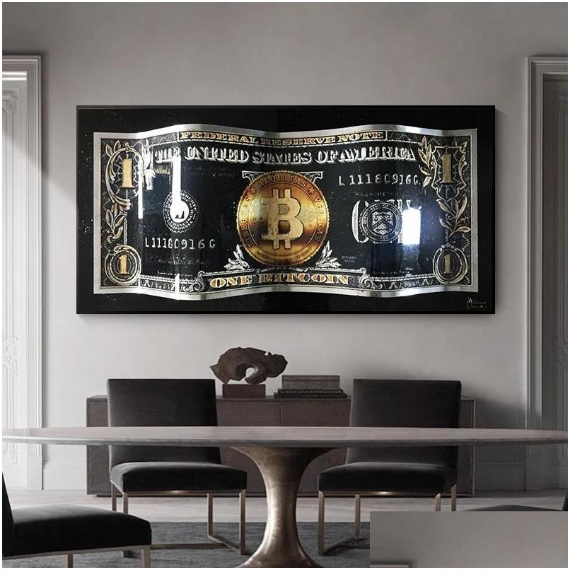 Paintings Wall Art Gold Modern Colorf Hundred Money Canvas Painting Quadro Street Abstract Poster Picture Home Drop Delivery Garden Ar Dhgqh