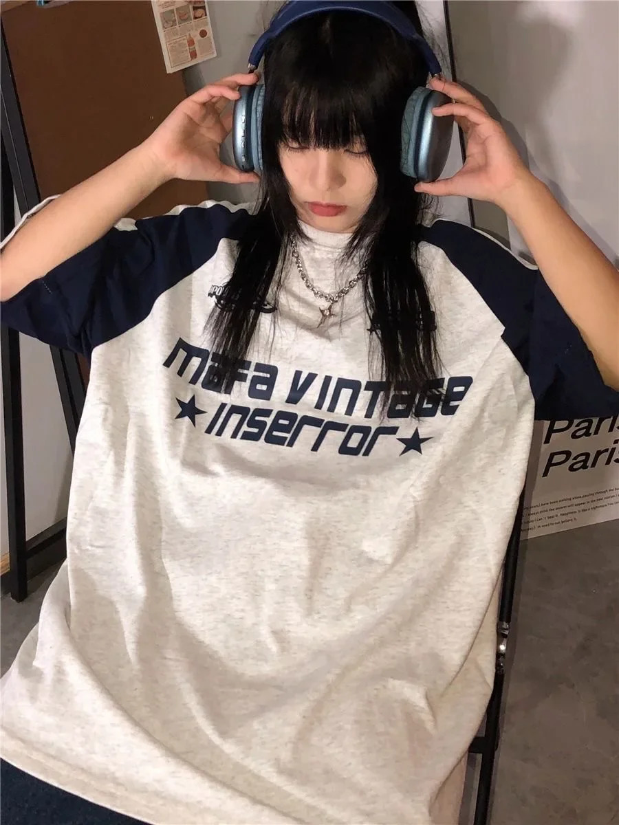 Y2K Korean Vintage Streetwear Casual Acubi Harajuku Egirl Short Sleeve TShirts Grunge Aesthetics Oversized Tees Tops Clothes 240712