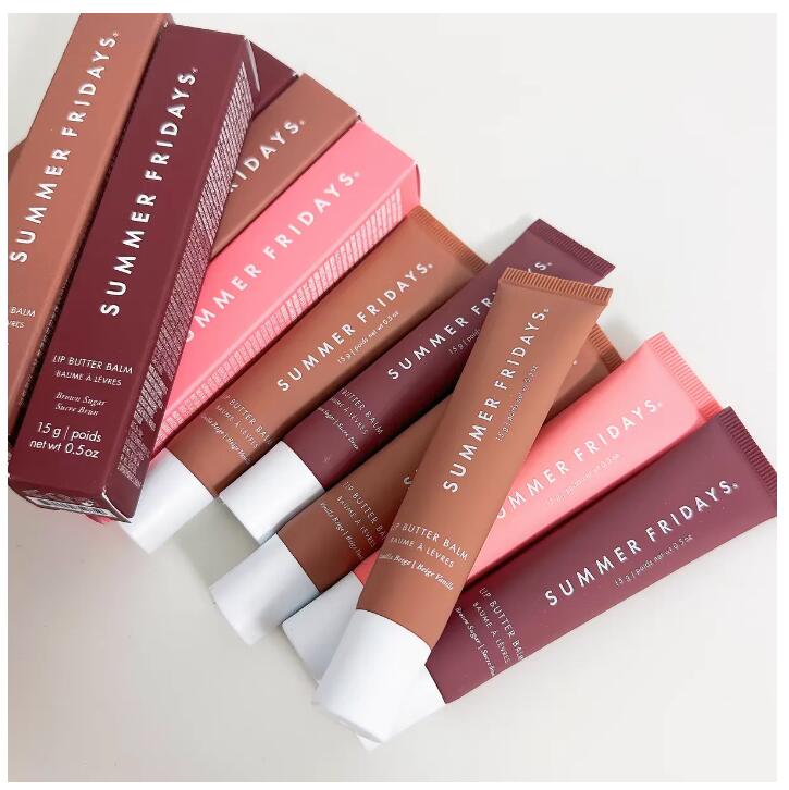 Lip Butter 15g Summer Fridays Lip Balm Liquid Lipstick moisturizes Smooth Makeup Lips Glaze LipGloss Oil Jelly pink sugar vanilla beige 0.5oz SF LipCare Cosmetics