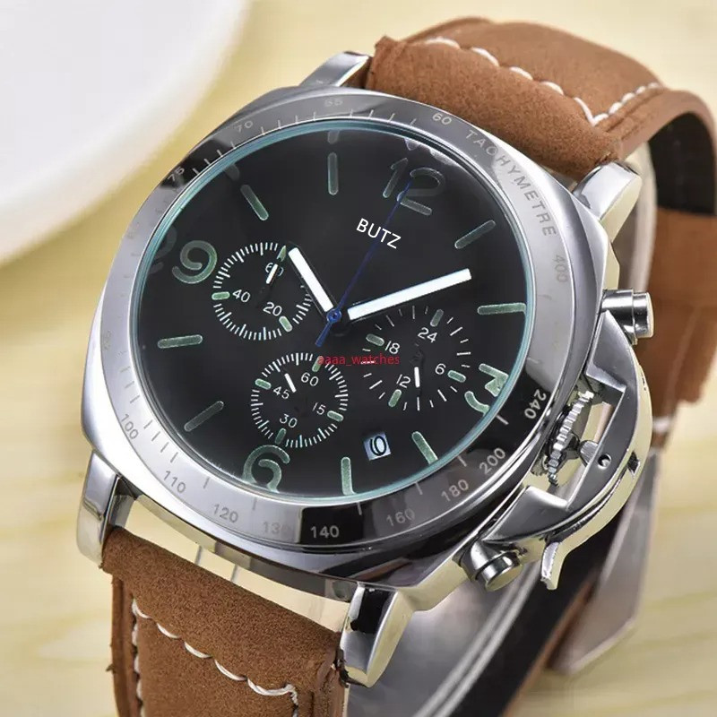 KIS New six-point luxury men's watches all work dials high-quality quartz watches Italy's top brands military chronograph leather watches and rubber belts men's fashion.