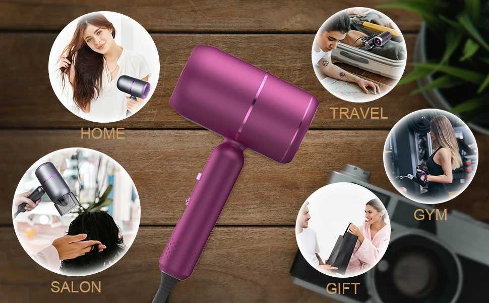 Professional portable hair dryer accessory with diffusion ion hair dryer suitable for womens curly hair purple home decals W241018