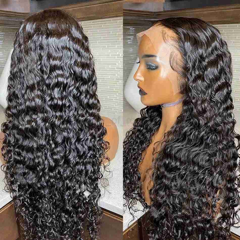 Brazilian Deep Wave 13x6 HD Lace Frontal Wig for women 40 inch glueless preplucked curly cheap wigs on sale clearanceM240712