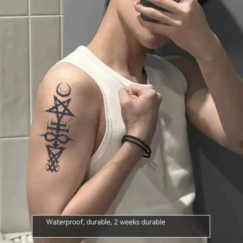 Katana Sword Herbal Juice Tattoo Stickers Men Waterproof Lasting Semi-permanent Tattoo Big Picture Flower Arm Art Fake TattoosB240712