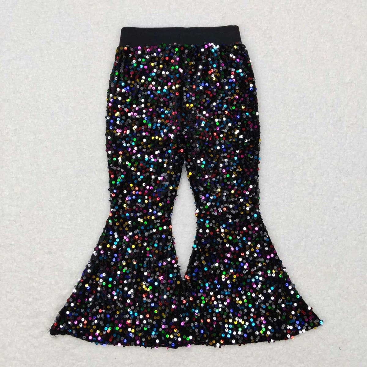 Wholesale Kids Fashionable Boutique Clothing Baby Girls Cute Real Sequins Soft Comfortable Children Bell Bottoms Pants Clothes 240703