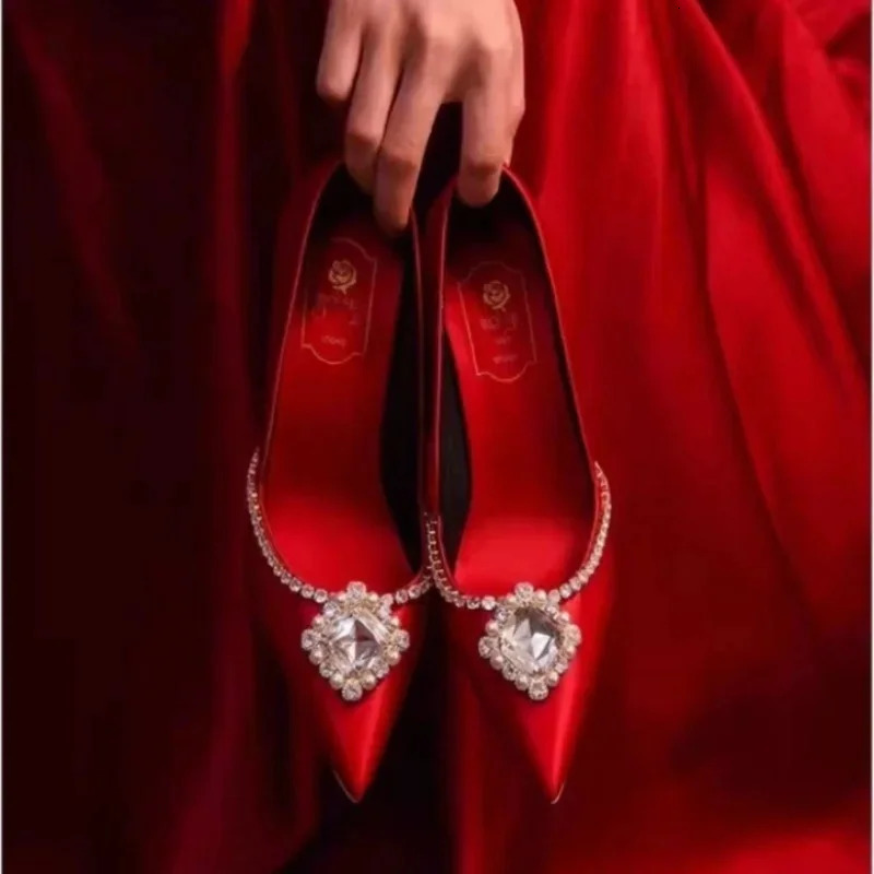Elegant Wedding Shoes Bridal Shoes White Rhinestone High Heels Bridesmaid Pumps 240708