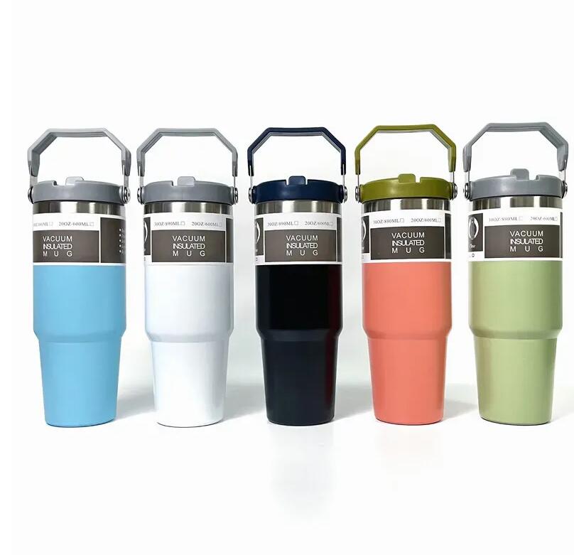 Water Bottles 30oz 20oz Cups Heat Preservation Stainless Steel Outdoor Large Capacity Tumblers Reusable Leakproof Flip Cup Water Bottle Mugs US STOCK 