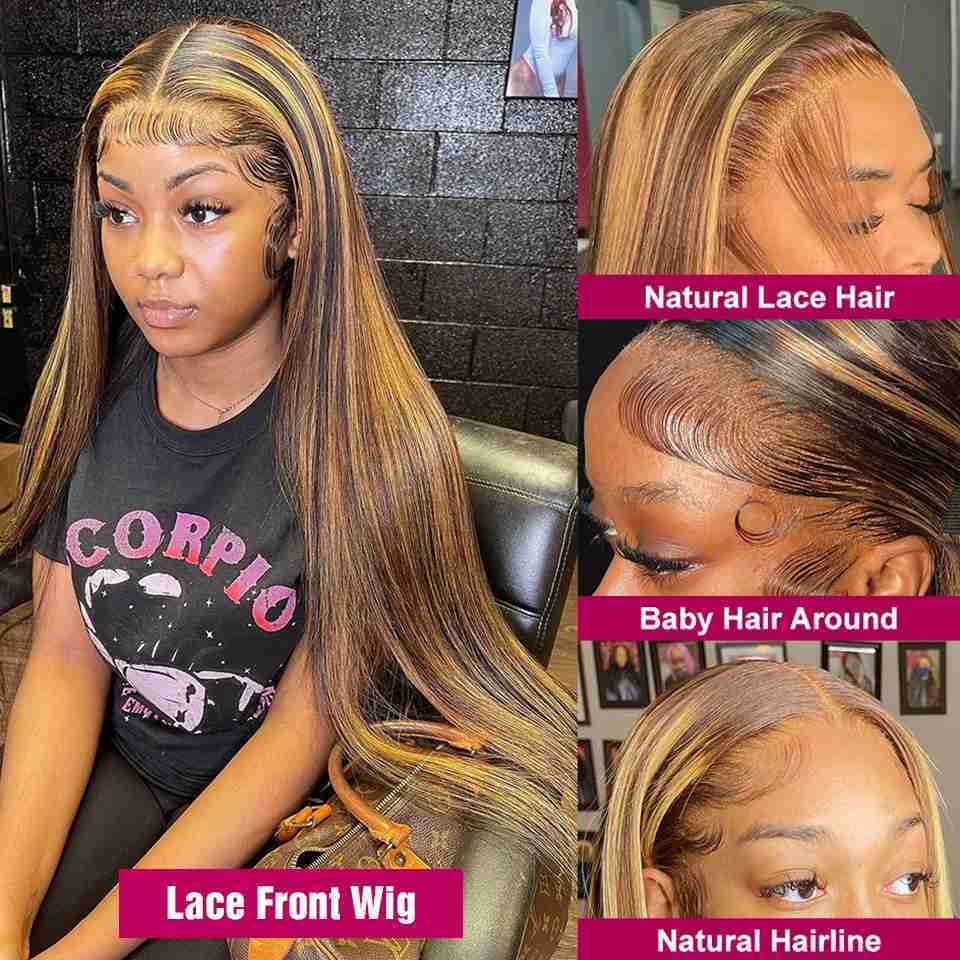 Highlight Glueless Wig Ready To Wear And Go For Women 13x6 Hd Frontal Straight Honey Blonde Lace Front Wigs On SaleM240712