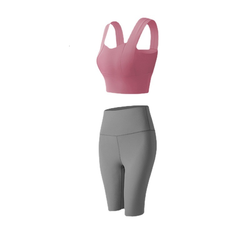 Yoga Sports Suit Women's Summer Fitness Tight Fitting Peach High Waist Lifting Pants Vest Top Two-piece Set Workout Clothe Woman Luxury