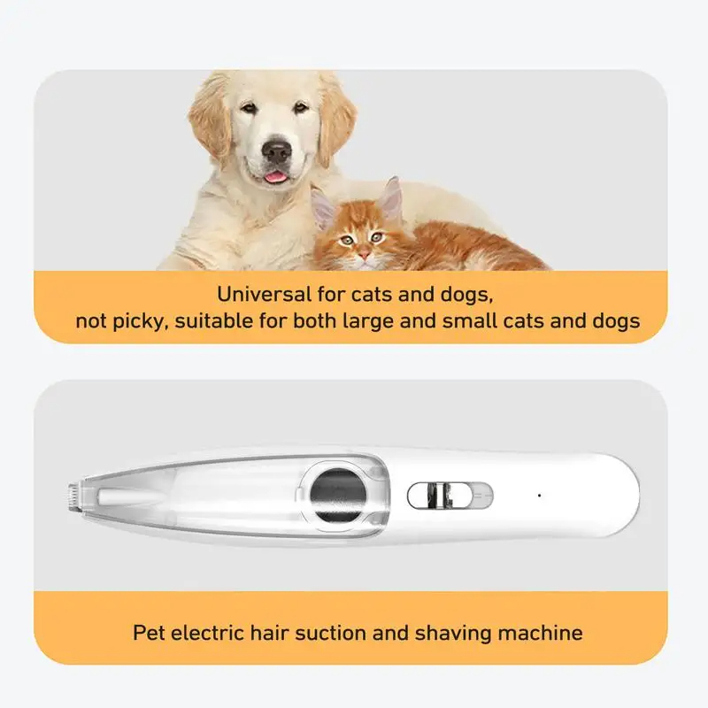 Clear Bin Cat Hair Trimmer Cordless Vacuum Pet Clipper With Suction Rechargeable USB Low Noise Electric Dog Groomer