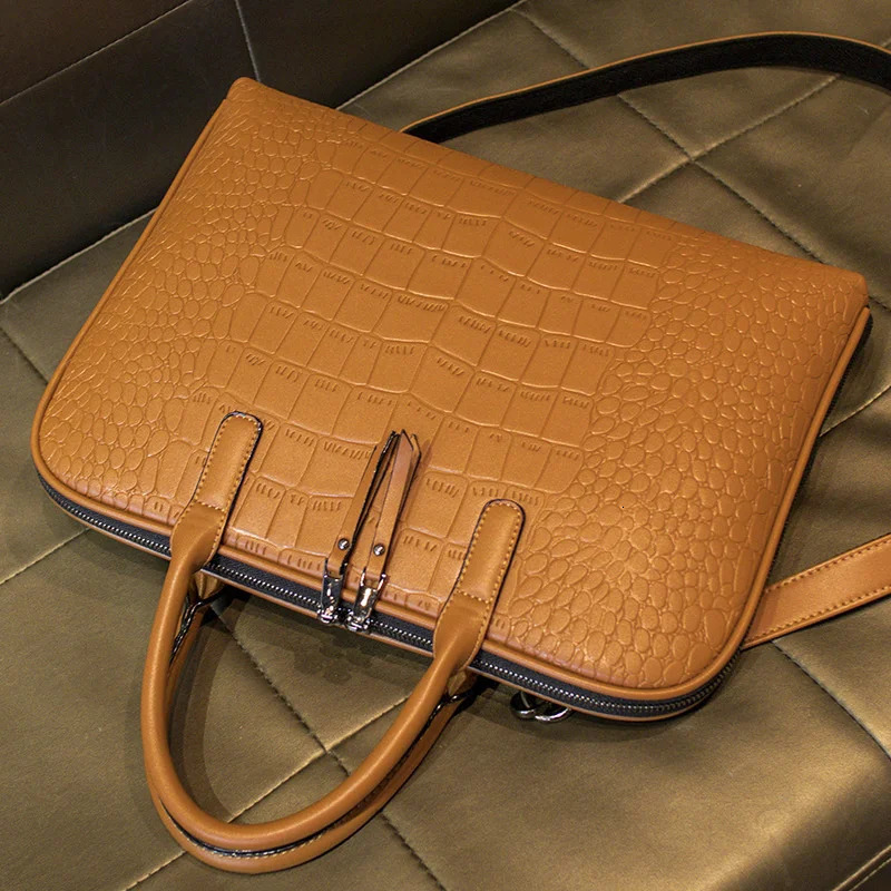 Free Customized Computer Handbags For Men Women Office Handbag Leather Shoulder Bag Woman Business Laptop Briefcases For Lenovo 240710