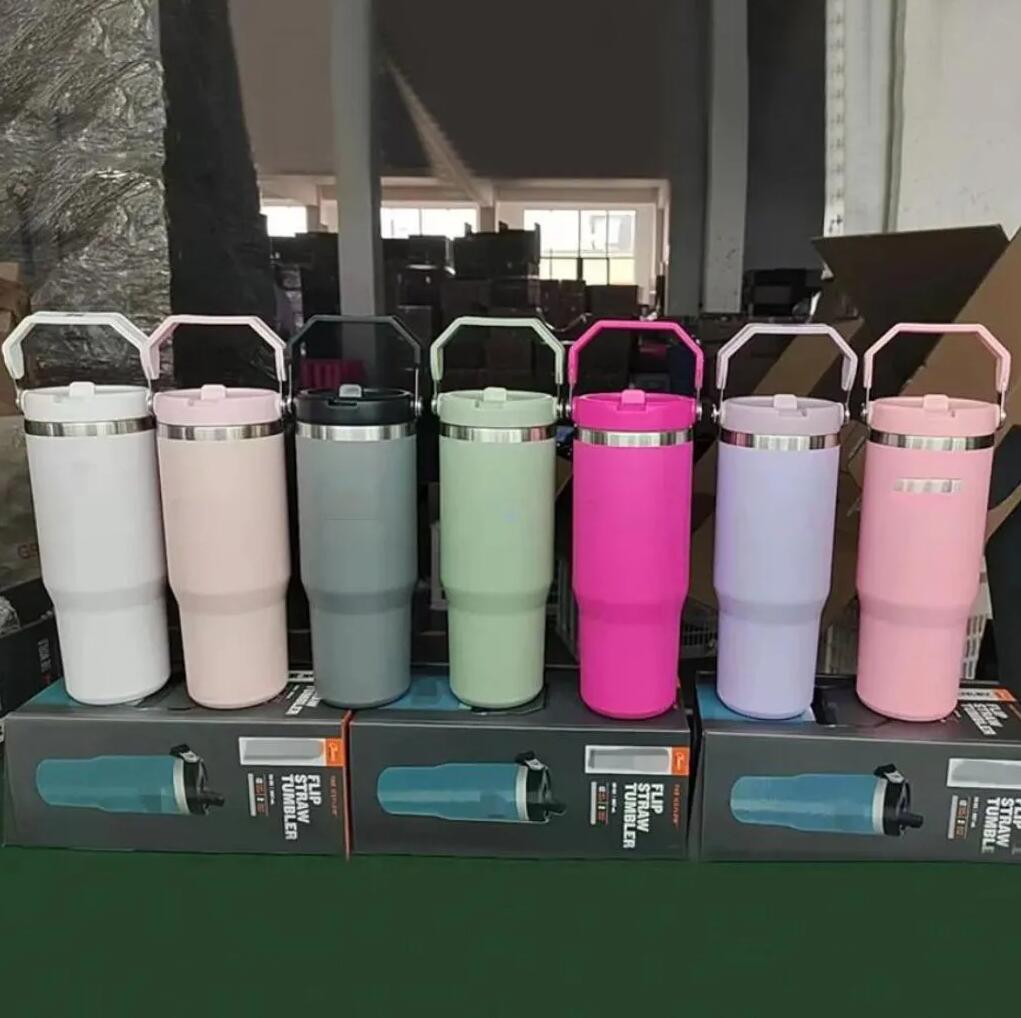 Water Bottles 30oz 20oz Cups Heat Preservation Stainless Steel Outdoor Large Capacity Tumblers Reusable Leakproof Flip Cup Water Bottle Mugs US STOCK 