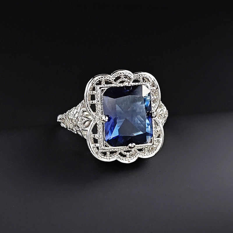 Designer Jewellery High Quality Sapphire Carving Diamond Shiny Luxury Ring for Party Occasion Festival Gift Textured Elegant Accessory