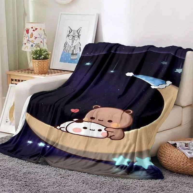 Cute Bubu and Dudu Series Blanket Cartoon Print Kids Warm Flannel Soft Comfortable Home Travel Blanket Bed Blanket Birthday GiftB270715