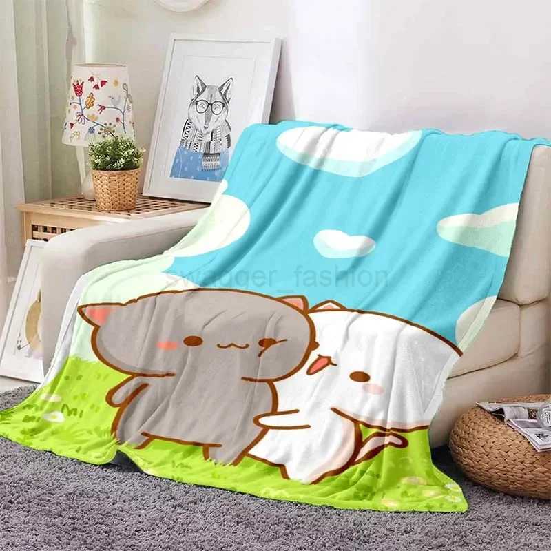 Cute Bubu and Dudu Series Blanket Cartoon Print Kids Warm Flannel Soft Comfortable Home Travel Blanket Bed Blanket Birthday GiftB270715