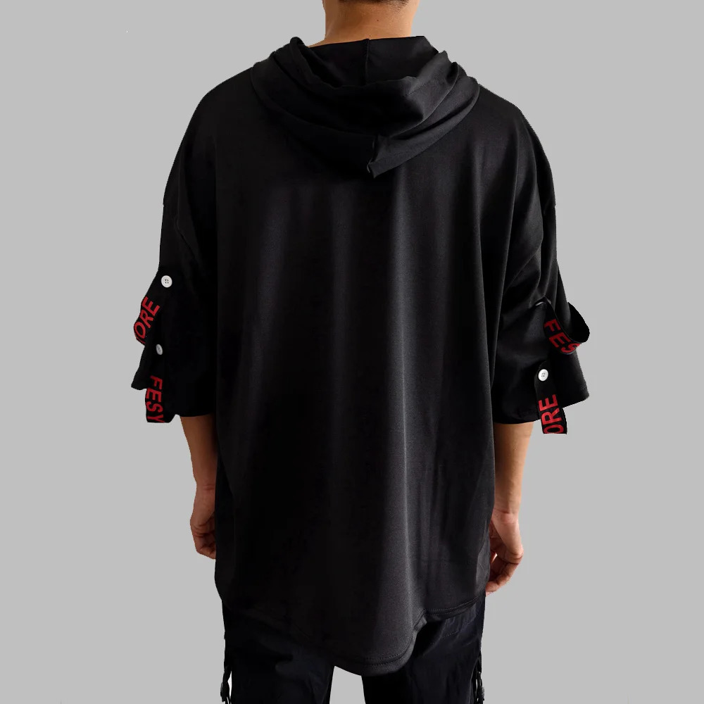 Fashion Mens Casual Streetwear Hooded T-Shirts Thin Stylish Hip Hop Techwear Y2k Anime Dacning Women Mens Clothing 240703