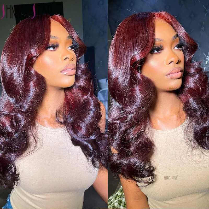 Dark Burgundy Color 13X4 Lace Front Wigs For Women 13x6 Lace Front Wig 99J Body Wave Brazilian Hair Wig Glueless WigM240712