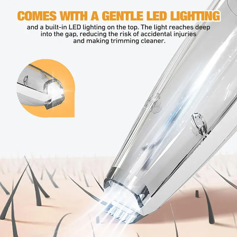 Clear Bin Cat Hair Trimmer Cordless Vacuum Pet Clipper With Suction Rechargeable USB Low Noise Electric Dog Groomer