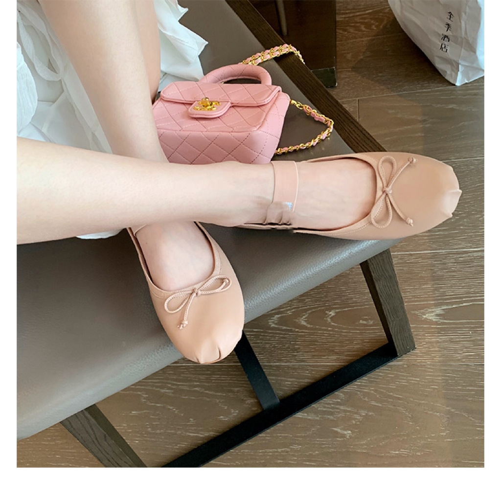 Women Casual Shoes Ballet Bow Design Simple Flat Bottom Soft Fashion Triple Sliver Free shipping