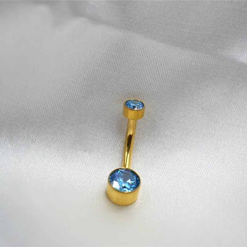 10PCS Body Jewelry-G23 CZ Gold Smart Navel Button Body Piercing 14Gx10x4/6mm Curve Barbells Belly Rings 240626