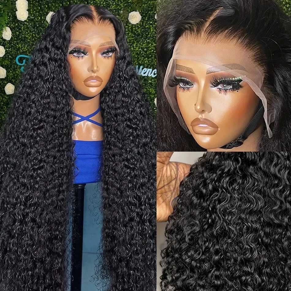 HD water wave wigs 13x4 13x6 lace frontal 30 40 inches glueless brazilian curly deep wave human wigs 100% on sale for womenM240712