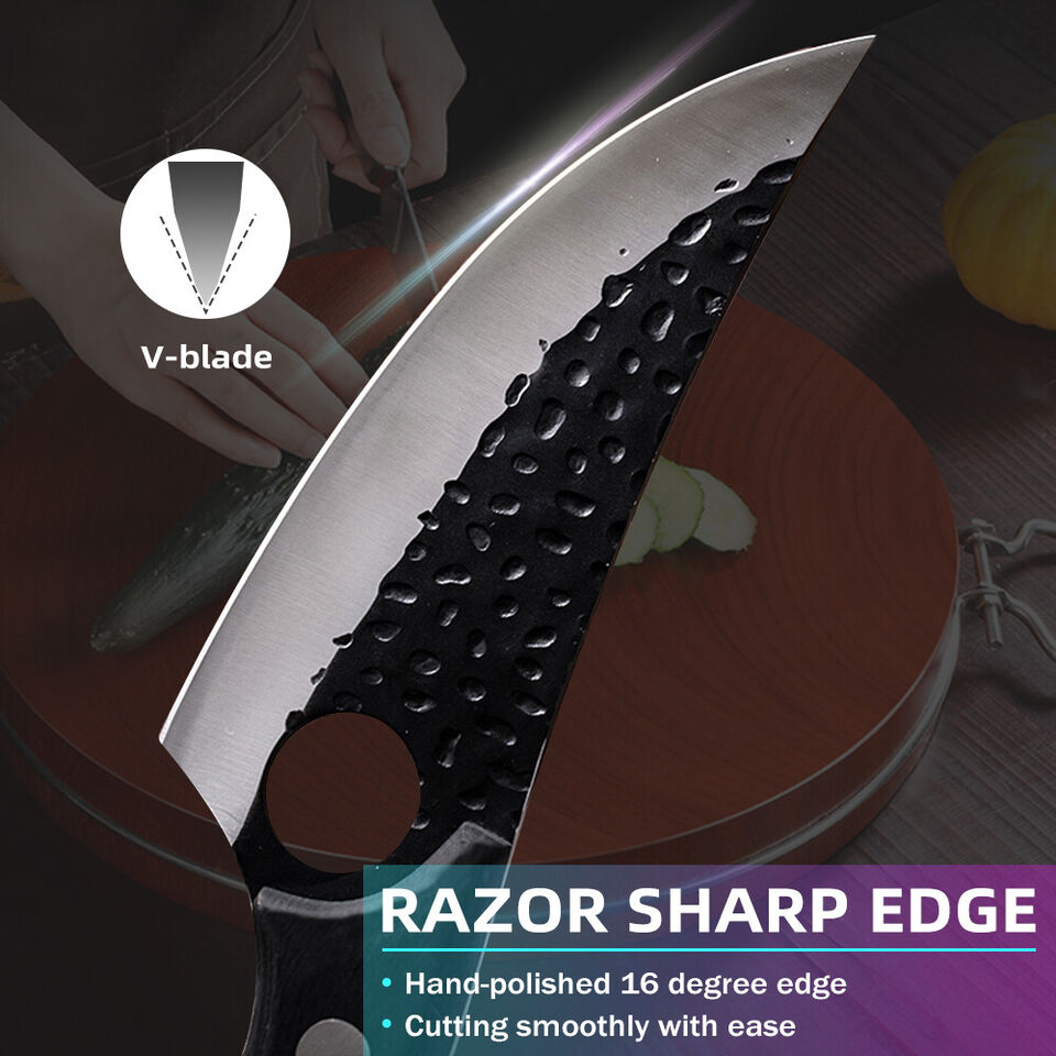 Hunters Serbian Forged Chef Knife Kitchen Butcher Boning Cleaver Hunting Knife Japanese Kitchen Boning Butcher With Leather Sheath