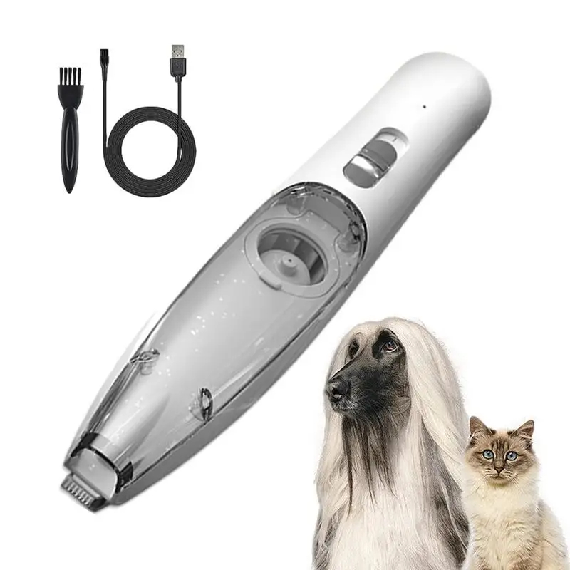 Clear Bin Cat Hair Trimmer Cordless Vacuum Pet Clipper With Suction Rechargeable USB Low Noise Electric Dog Groomer