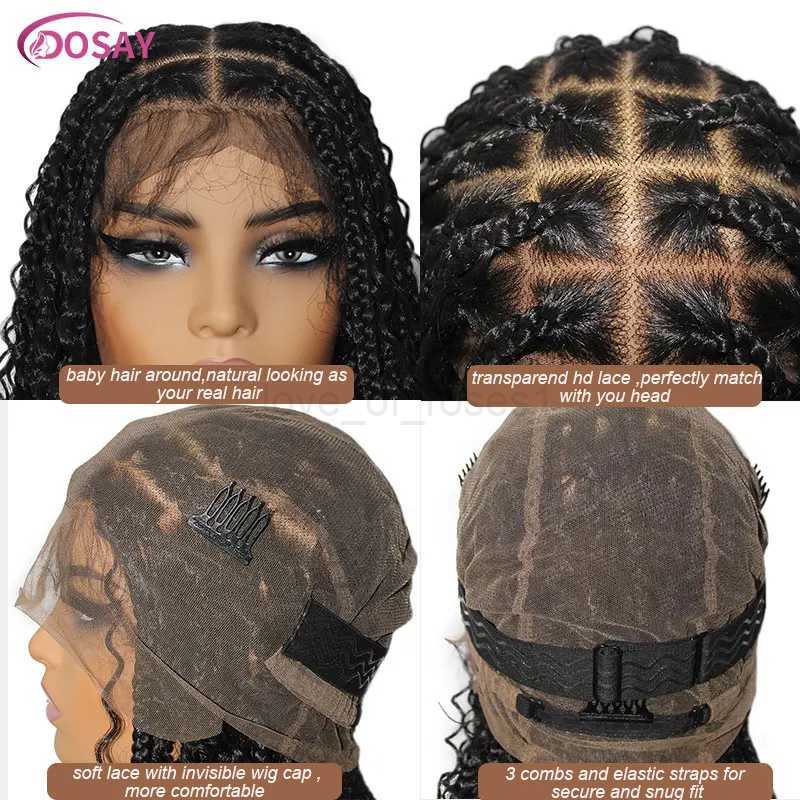 Short 12 Inch Bohemian Curly Braided Full Lace Front Wigs Knotless Box Braid Bob Wig Women Synthetic Locs Goddess Cornrow BraidsM240712