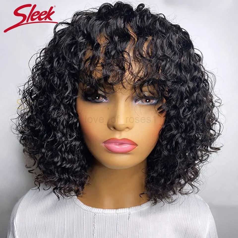 Short Pixie Bob Cut Wigs With Bangs Jerry Curly Non lace front Wig Highlight Honey Blonde Colored Wigs For WomenM240712