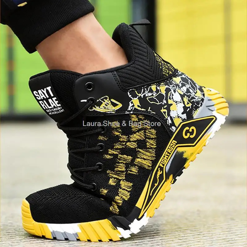 High Top Safety Shoes Men Steel Toe Work Shoes Men Women Work Safety Boots Anti Smash Safety Indestructible Work Boot Breathable 240703