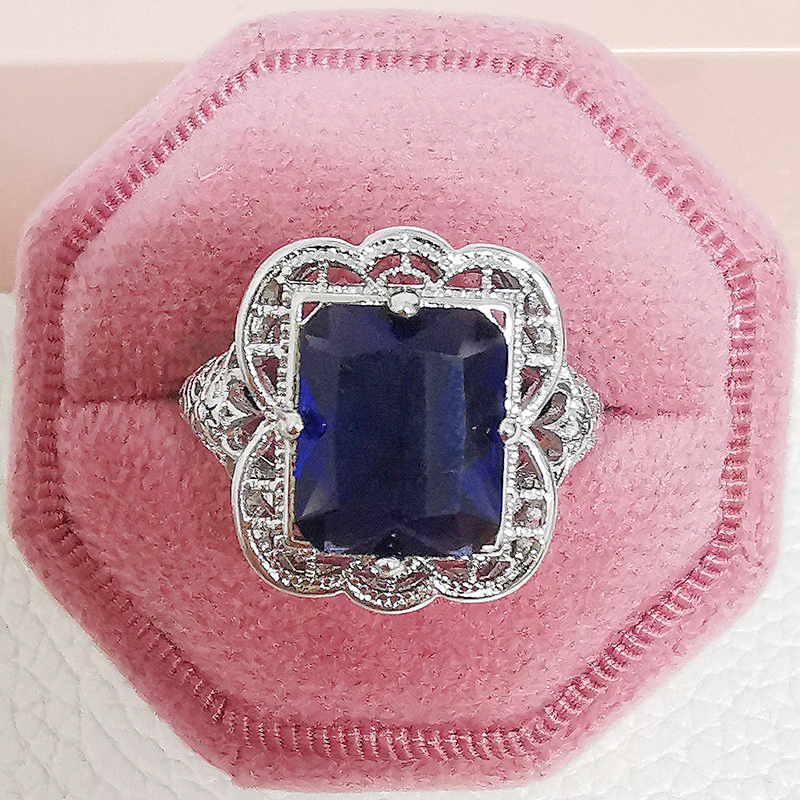 Designer Jewellery High Quality Sapphire Carving Diamond Shiny Luxury Ring for Party Occasion Festival Gift Textured Elegant Accessory