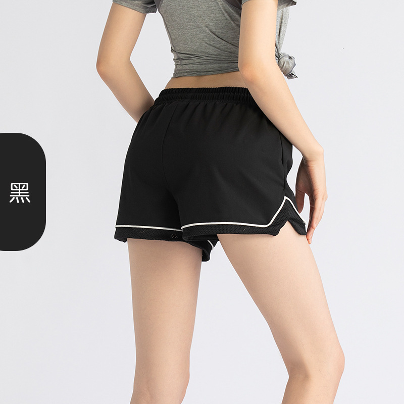 Fake Two Pieces of Fitness Drawstring Shorts for Women, Summer Anti Glare Loose Casual Breathable Morning Running Sports Pants Yoga Top Workout Clothe