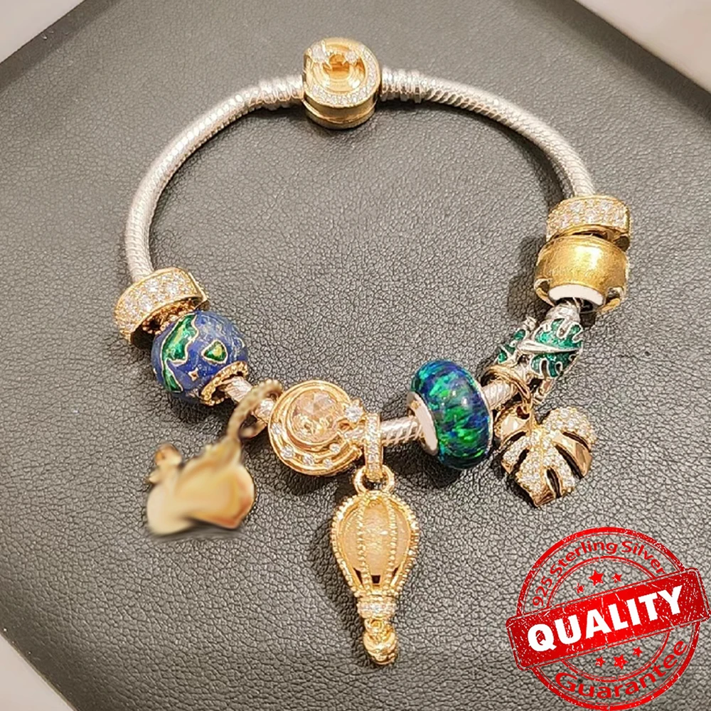 925 Sterling Silver Spinning Wheel Bicycle Charm Fit Bracelet Adventure Mini Car Charm for Women Jewelry Gift