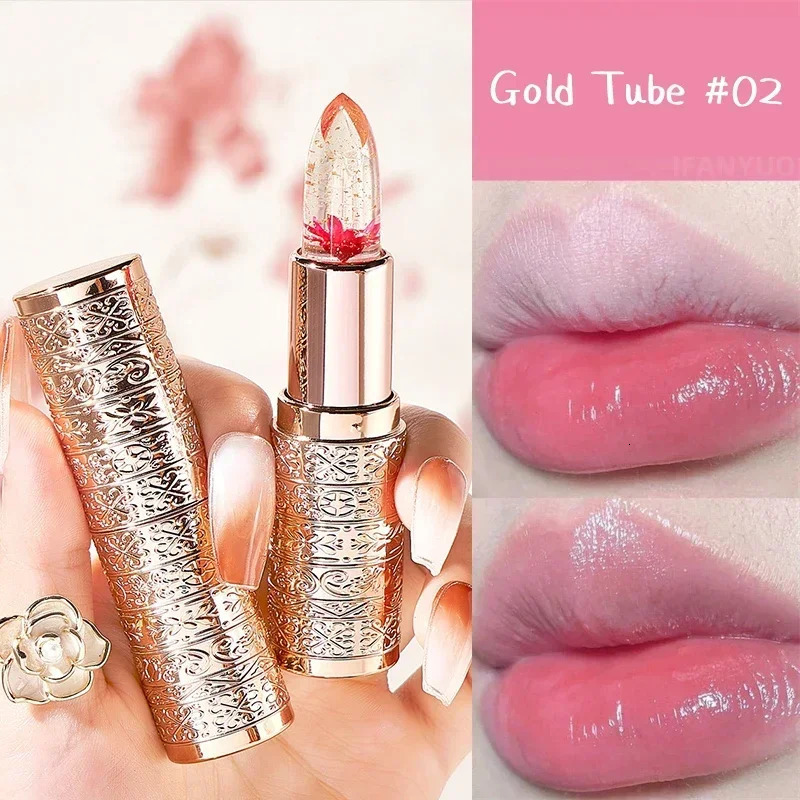 Moisturizing Flower Transparent Lipstick Temperature Color Changing Lip Balm Long Lasting Jelly Lipstick Lips Care Makeup 1pc 240712