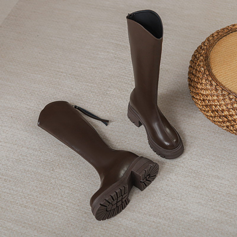 veet Long new autumn winter knight with a increase inside small height not exceeding knee thick heel and high tube boots Lhshoe increse smll nd