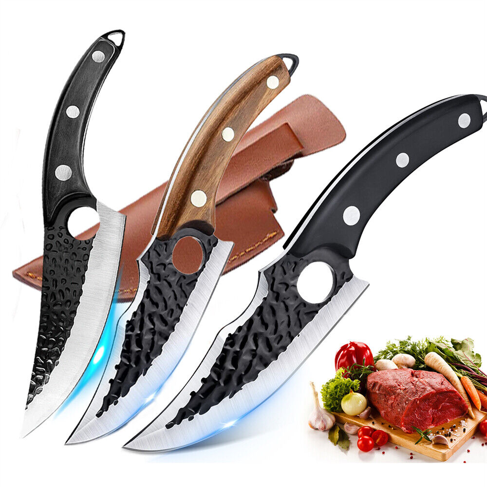 Hunters Serbian Forged Chef Knife Kitchen Butcher Boning Cleaver Hunting Knife Japanese Kitchen Boning Butcher With Leather Sheath