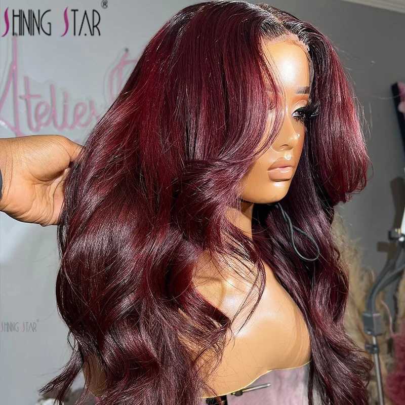 Dark Burgundy Color 13X4 Lace Front Wigs For Women 13x6 Lace Front Wig 99J Body Wave Brazilian Hair Wig Glueless WigM240712