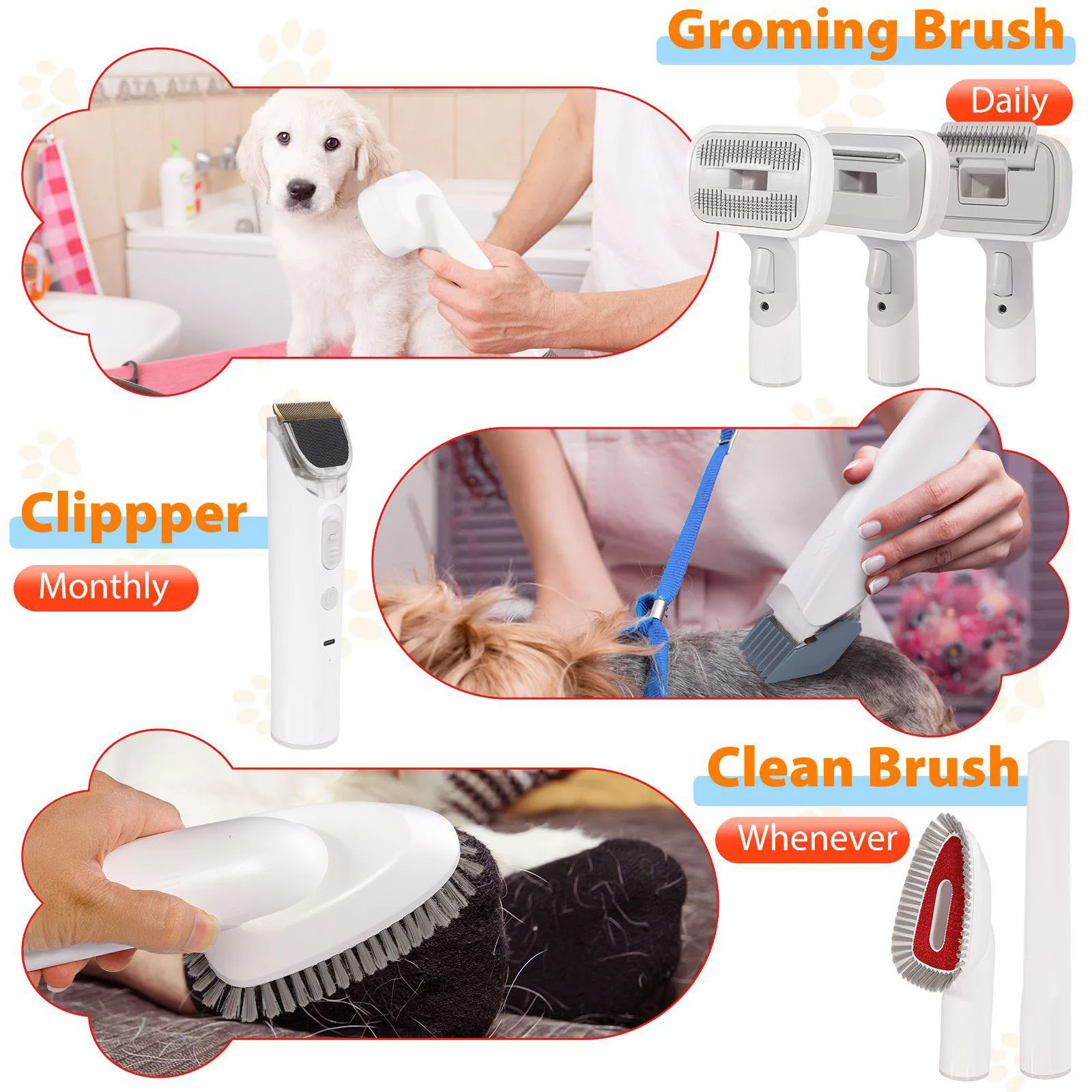 Multifunctional Pet Grooming Kit dog Grooming Vacuum Clippers Brush 6-in-one 2.5L large Power Low Noise Pet Hair Vacuum Cleaner
