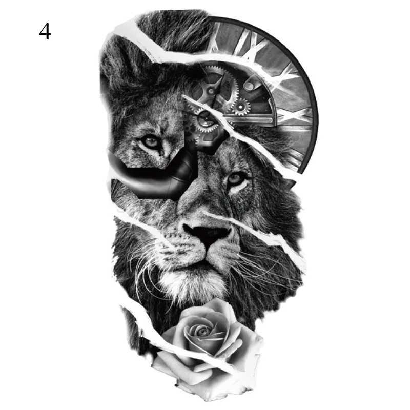 Waterproof Temporary Tattoo Sticker Lion Crown Flash Tatto Wolf Tiger King Rose Flowers Body Art Arm Fake Tatoo Men Women YZL9B240712