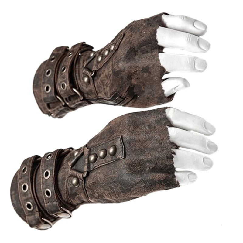 Steampunk Gloves Rivet Mittens Man Vintage Halloween Cosplay Arm Guards Medieval Accessory Wristband T8NB 240709