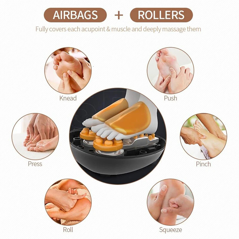 Electric finger pressure foot massager for care heating deep kneading vibration air compression massage treatment stress resistance 240713