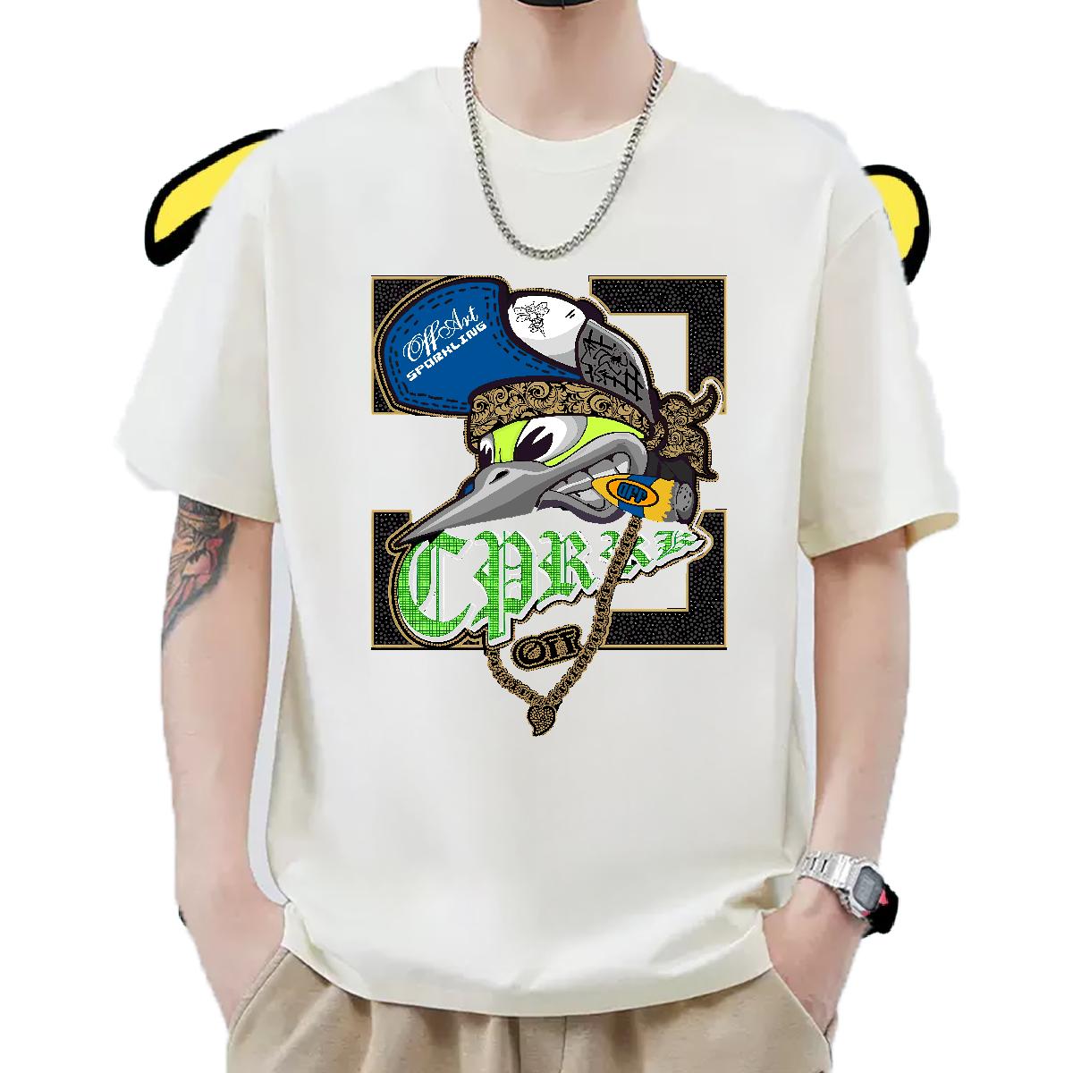 Loose Fit T-Shirts for Men Summer Casual Breathable Short Sleeve Tshirts Custom Cartoon Printing S-3XL Tees