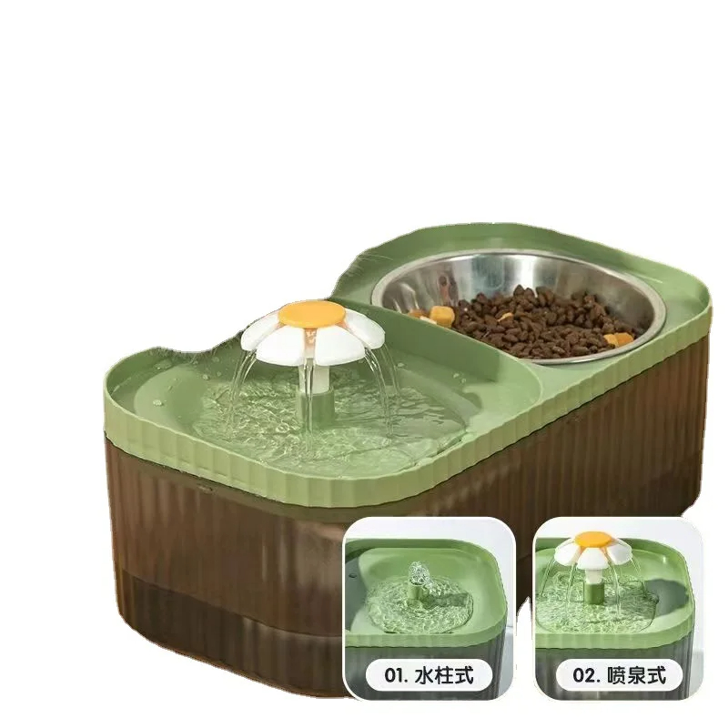 2 in1 Automatic Cat Water Dispeneser Fountain Feeder Pet Cats Dog Feeding Bowl Ultra-Quiet Drinking Recirculate Filtring Drinker