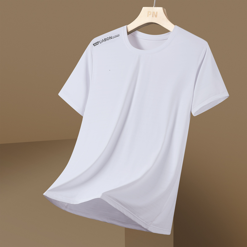 985 summer men's high elasticity nylon quick drying T-shirt, high-quality and fashionable round neck sports short sleeved ice silk T-shirt