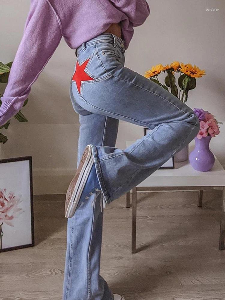 Womens Jeans Vintage Star Print High Waist Women Harajuku 90s Aesthetic Denim Pants Long Ladies Strtwear Outfits Straight Z260313