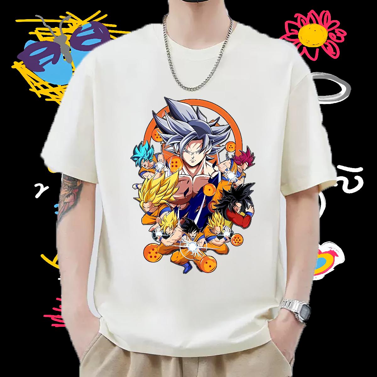 Factory Direct T-Shirts Anime Print Hip Hop Men Tshirts Crew Neck Cotton Breathable Cool