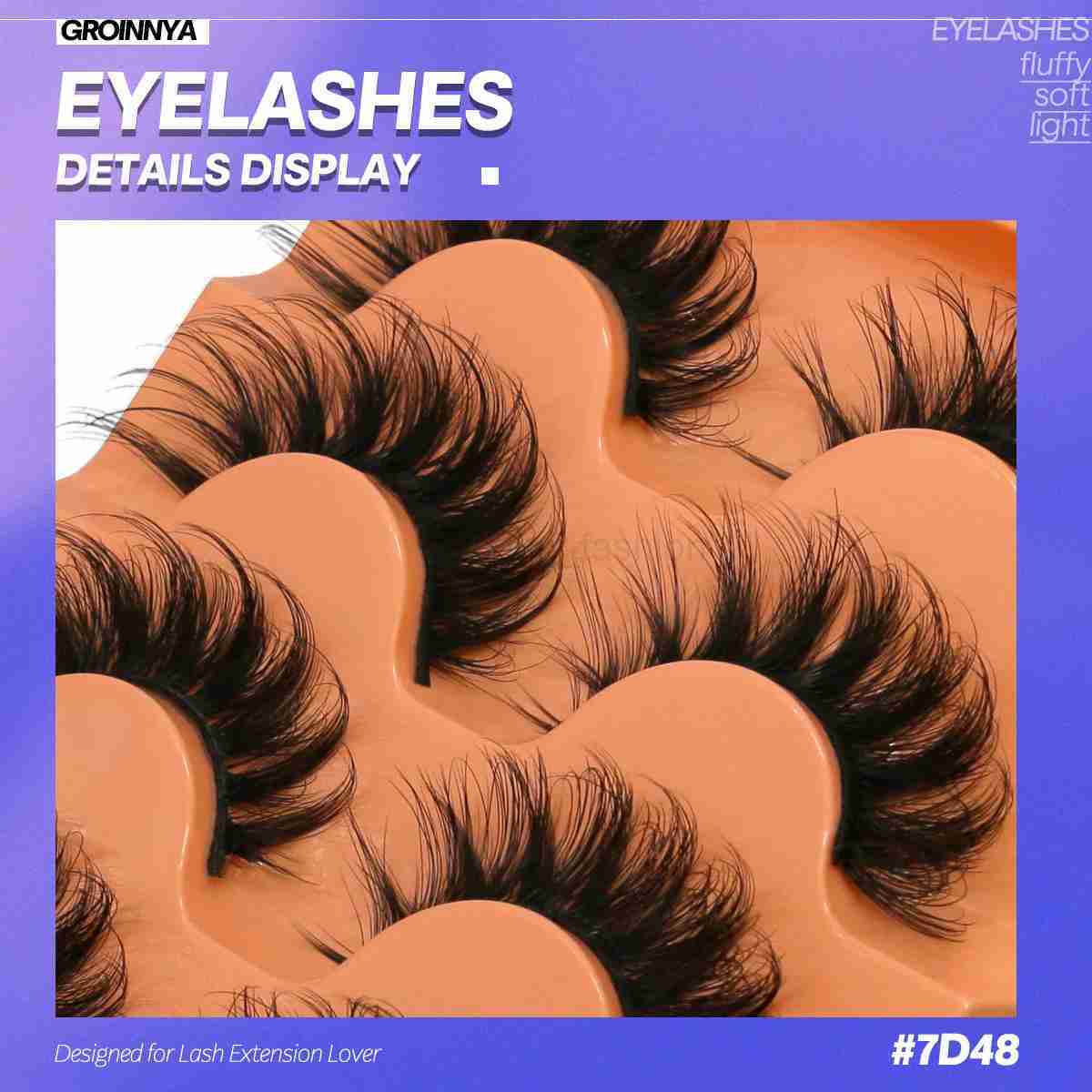 GROINNEYA 5 Pairs Fluffy Eyelashes 8D Volume False Lashes Russian Strip Lashes Extensions Thick Soft Curly Fake Lashes MakeupCL240713